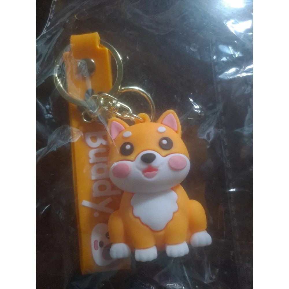 Corgi Cartoon Dog PVC Keychain Backpack Clip Keyring
